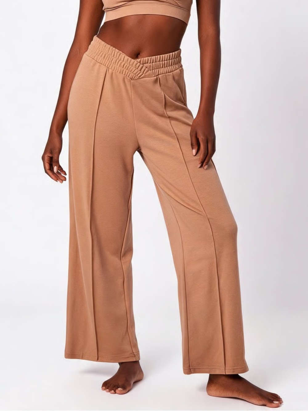 ANRABESS | Tan Crossover Wide Leg Joggers Sz M